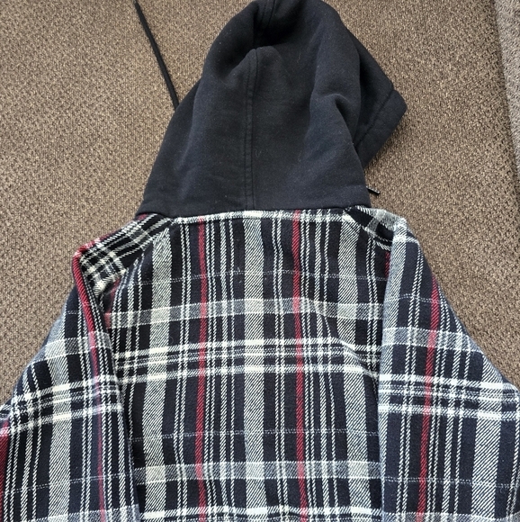 ZARA Flannel Shacket Hoodie Plaid Men XL Button Up Pocket Thick Gorpcore… - Picture 11 of 13